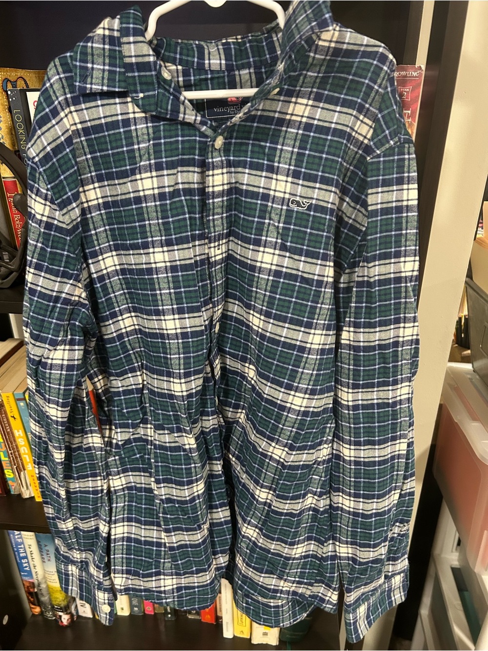 Vineyard Vines Boy’s Green & Navy Plaid Flannel Shirt